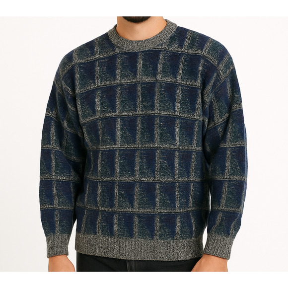 Vintage Knit Sweater Size Large Multicolor Textured grandpacore grandmacore 80s - Picture 1 of 8